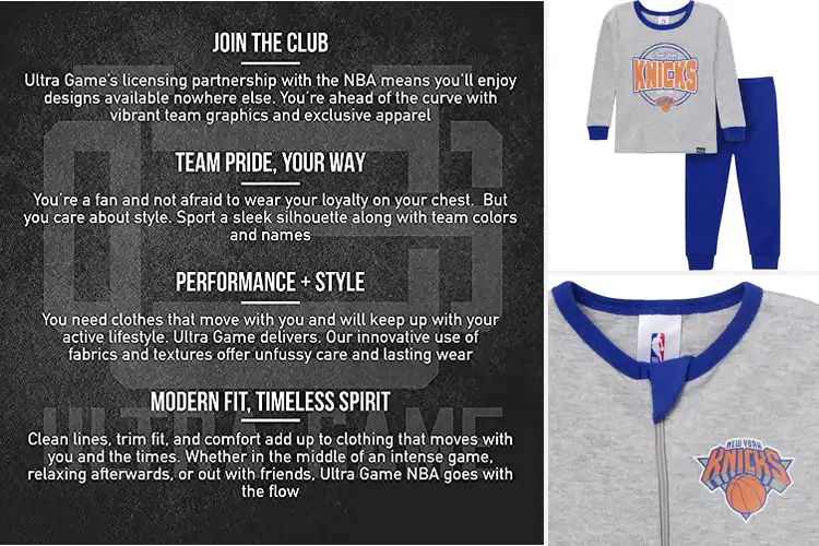 Detailed view of Best New York Knicks Toddler Pajamas